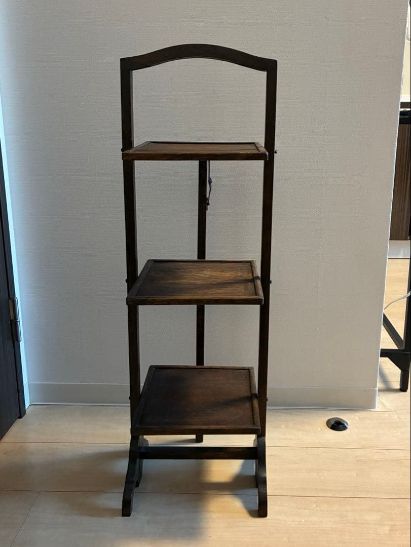 英国ヴィンテージ3段ケーキスタンド木製スリーティアーズ折りたたみ式