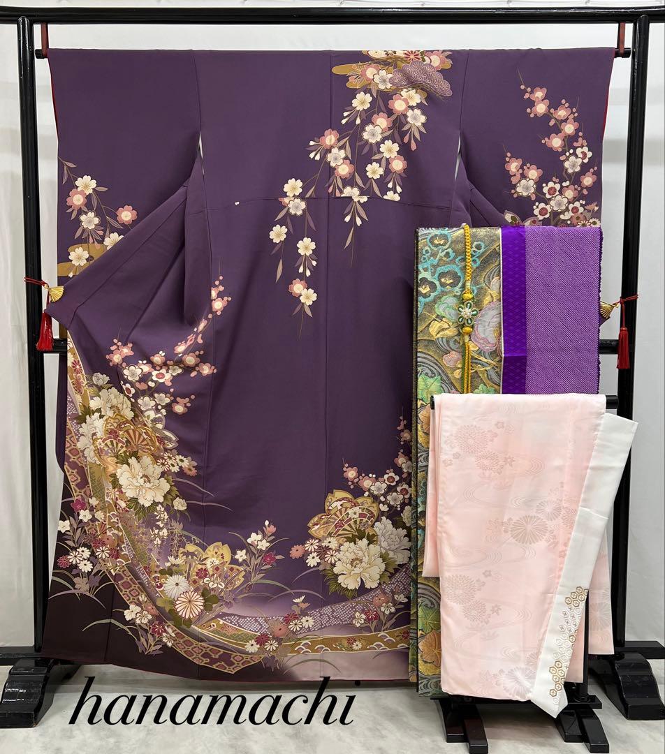 振り袖　フルセット　長襦袢付　金彩加工　刺繍入り　ガード加工　成人式　614