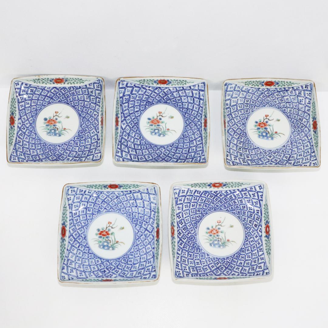 大明成化年製　角皿　5客　古伊万里　明治期