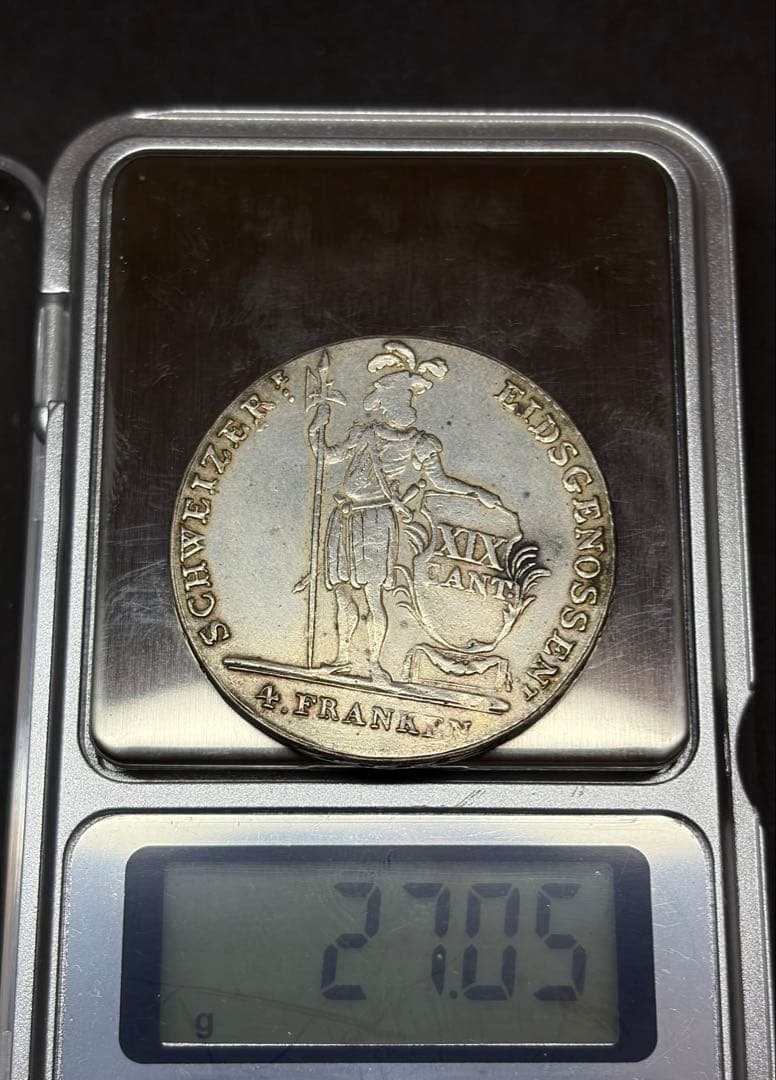 1814年 スイス 4フラン銀貨 XIX CANT. 古銭 重厚希少