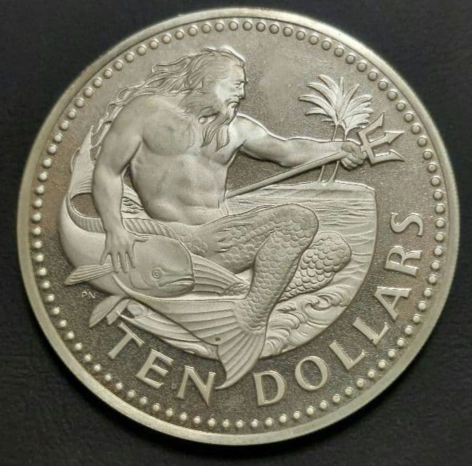 バルバドス 1973年 10ドル銀貨/白銅貨 2枚