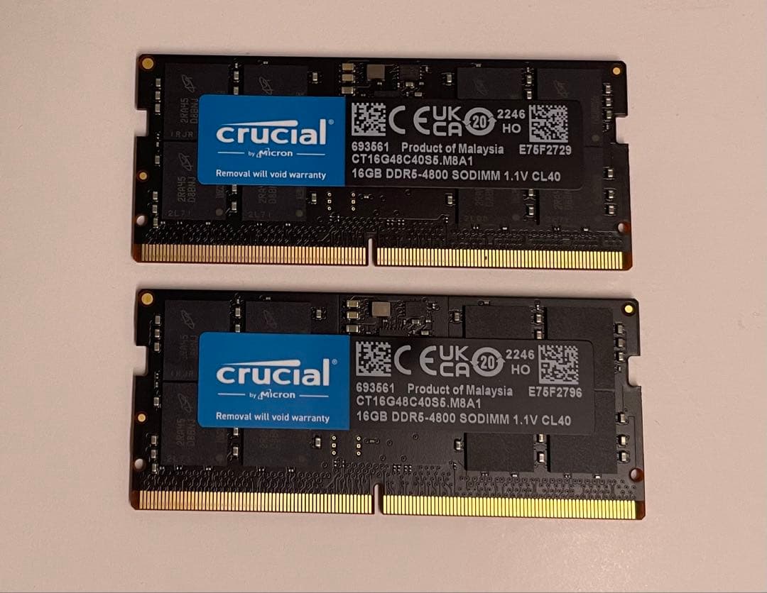 crucial DDR5-4800 SO-DIMM メモリー　 16GB×2枚