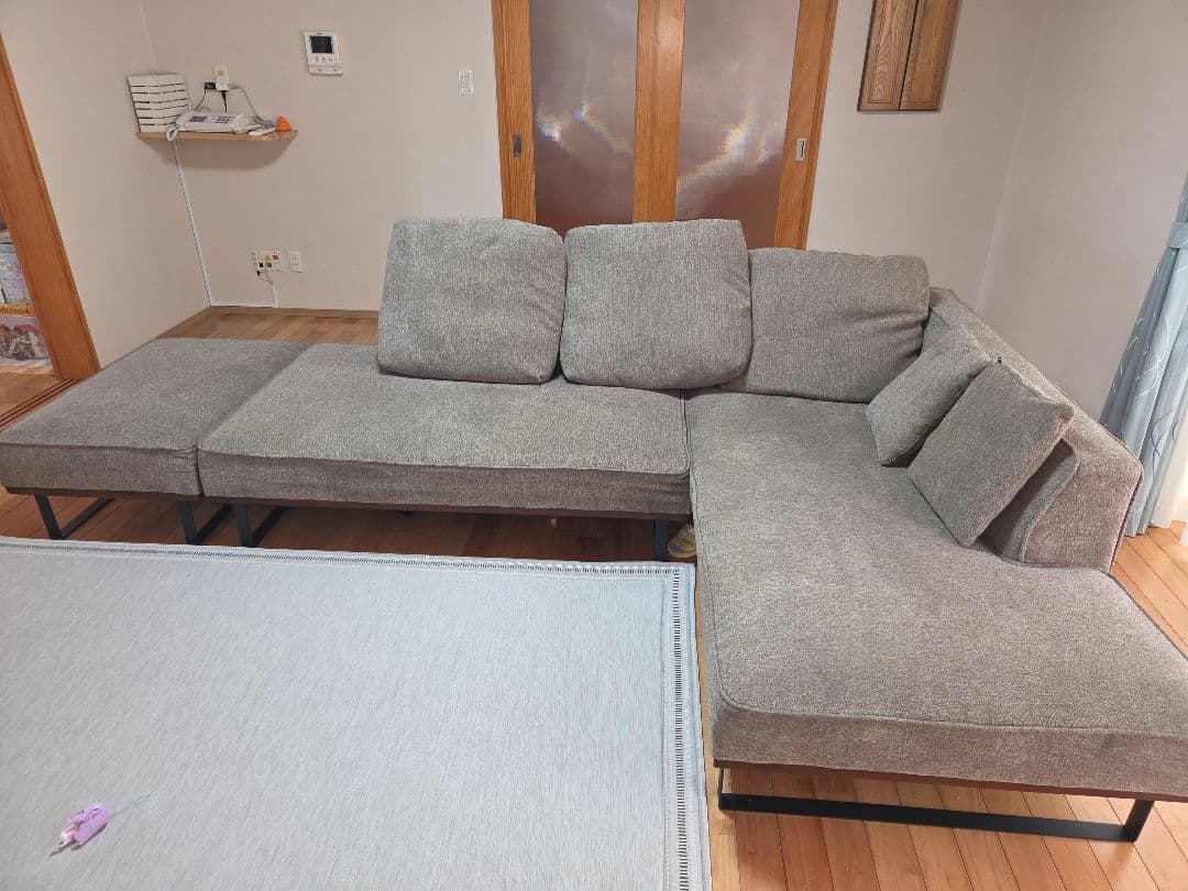 [福岡:直接引き取り限定]グレー L字型ソファセット ファブリック