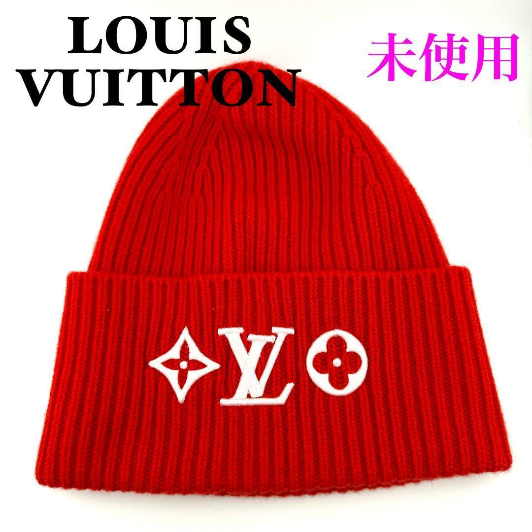 ルイヴィトン M77868 ビーニー LV ヘッドライン ニットキャップ 赤