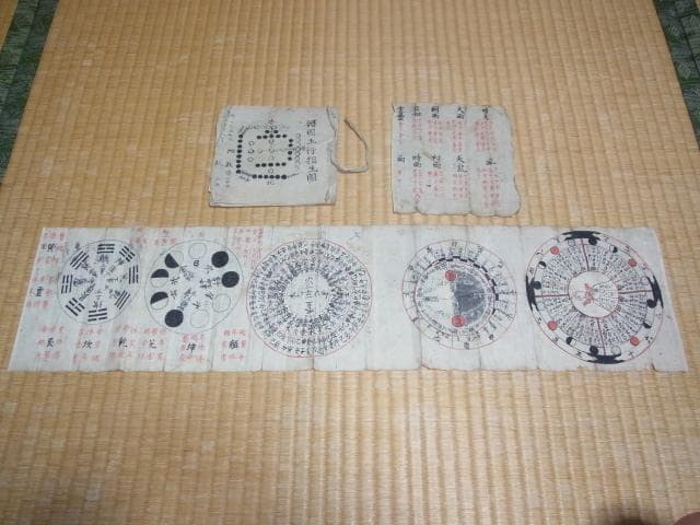 ■極希少 1800年頃（江戸後期）！風水師用 紙製風水羅盤と紙製風水説明書（二冊