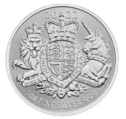 2022年英国王室の紋章・ライオンとユニコーンエリザベスⅡ世 1オンス銀貨 1枚