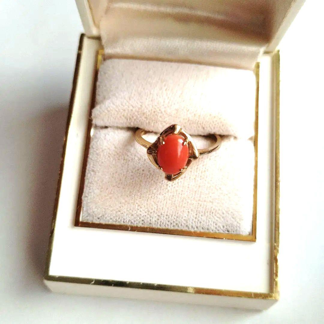 ハワイ　サンゴ　リング　かわいい!　刻印あり14ｋ