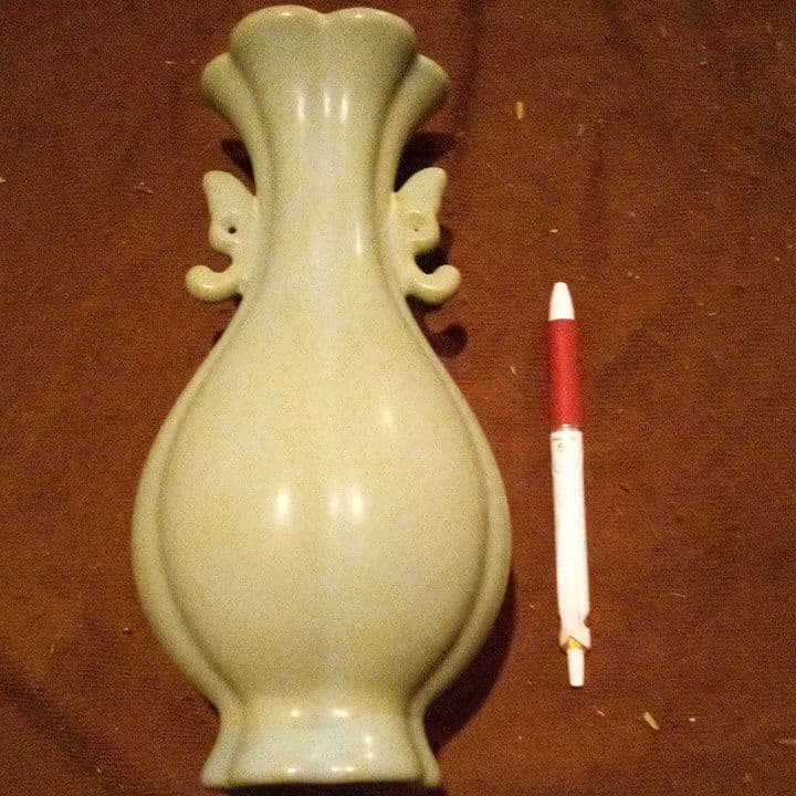 中国陶磁器　汝窯　双耳壺