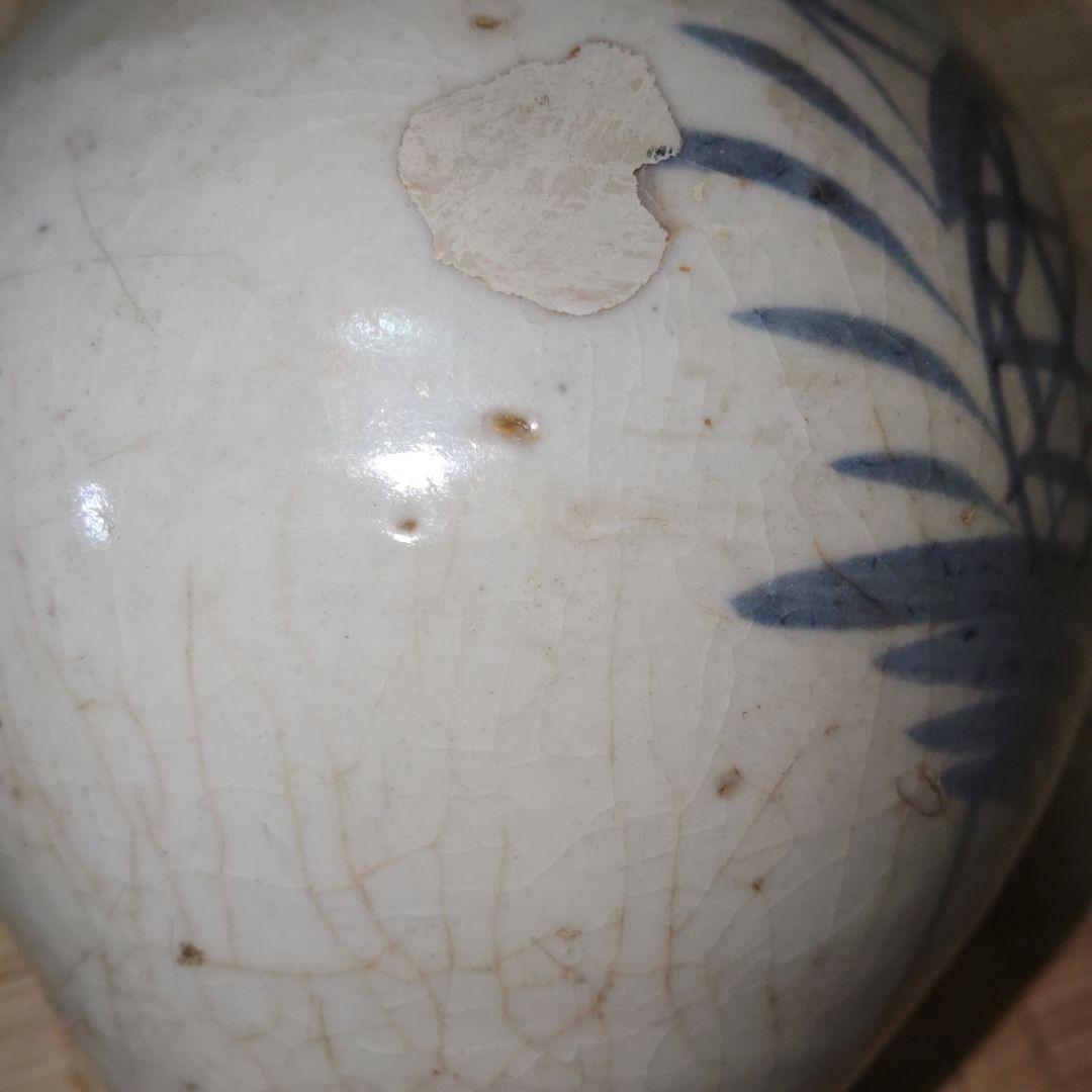 古伊万里　江戸時代　パイナップル文染付鶴首徳利