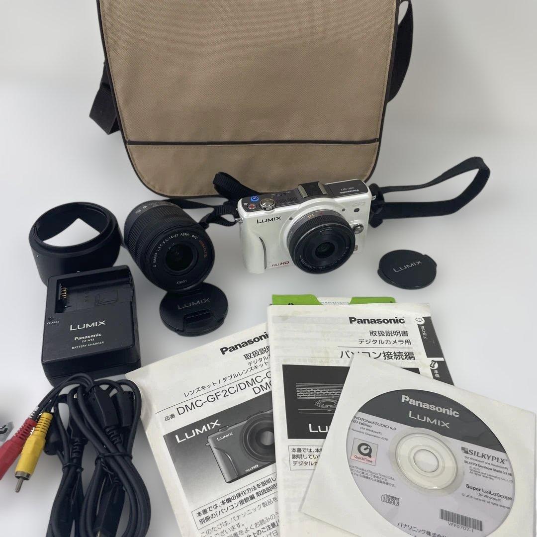 ピンクの猫LUMIX GF2ミラーレスカメラ 本体とレンズ付き 作動確認済