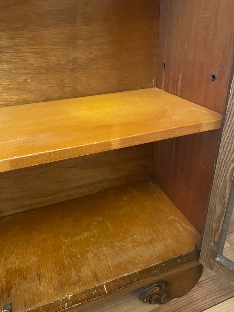 英国イギリス アンティーク家具 ブックケース 本棚 オーク材 猫脚 キャビネット