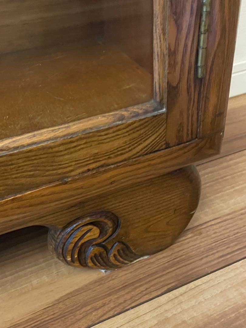 英国イギリス アンティーク家具 ブックケース 本棚 オーク材 猫脚 キャビネット