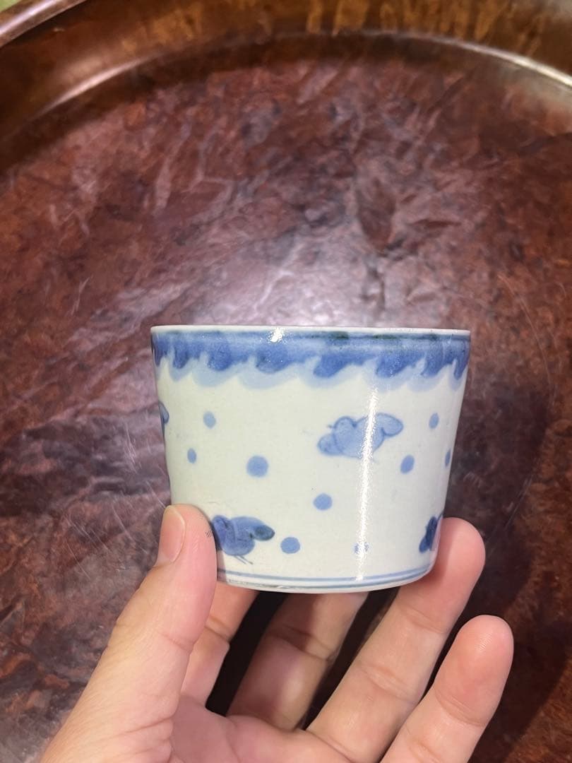 古伊万里 蕎麦猪口 雨降 波千鳥 ちょこ 蕎麦 千鳥 唐草 そば猪口 民芸 民藝