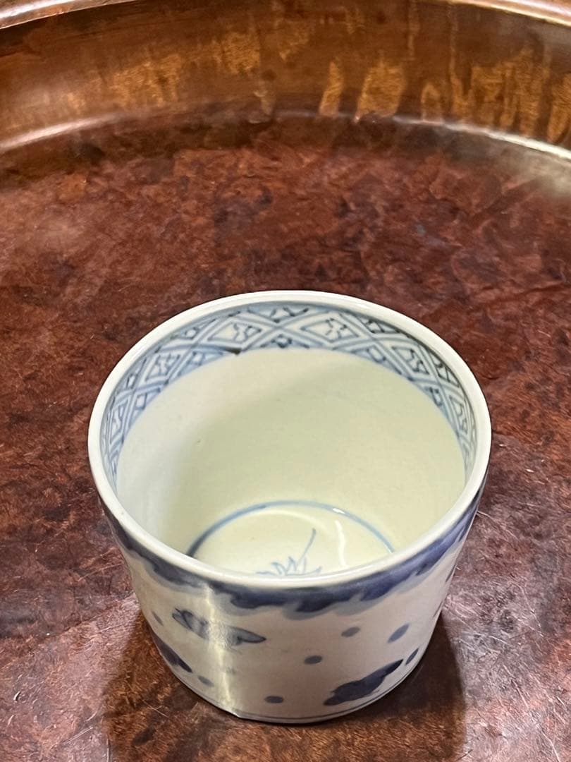 古伊万里 蕎麦猪口 雨降 波千鳥 ちょこ 蕎麦 千鳥 唐草 そば猪口 民芸 民藝