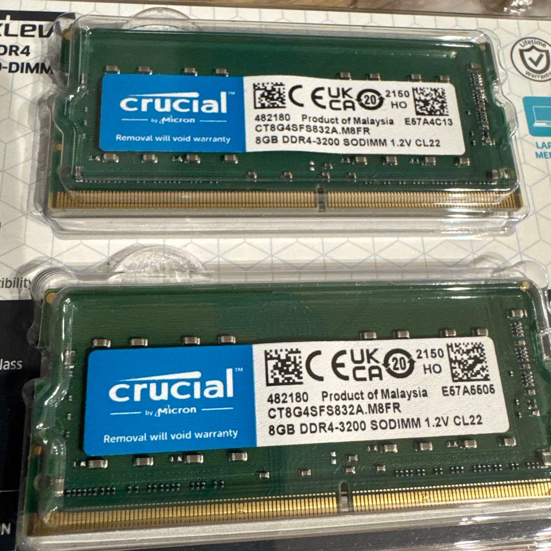 crucial 8GB DDR4-3200 SODIMM 2枚セット