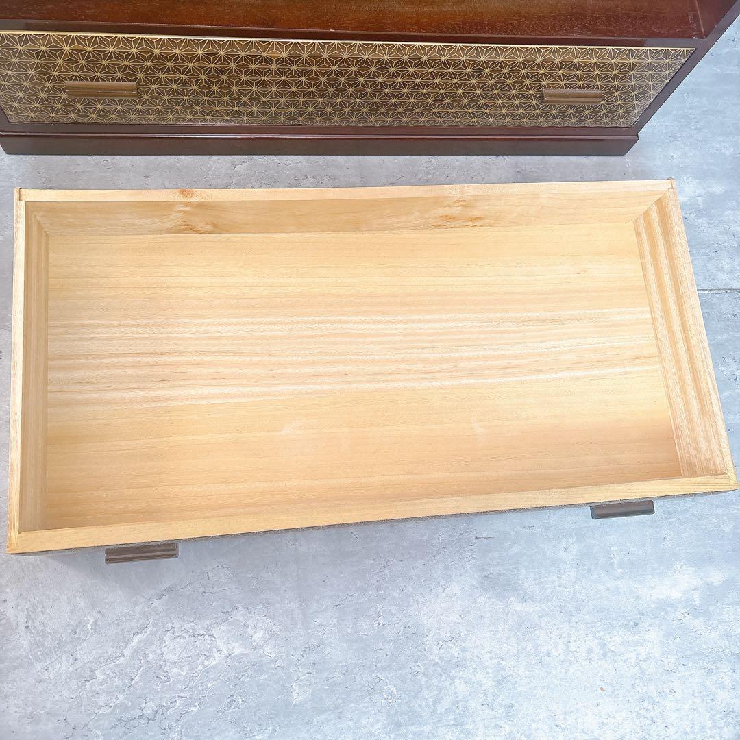 【極美品】露木清次作 箱根寄木細工　麻の葉模様 小箪笥　民芸家具