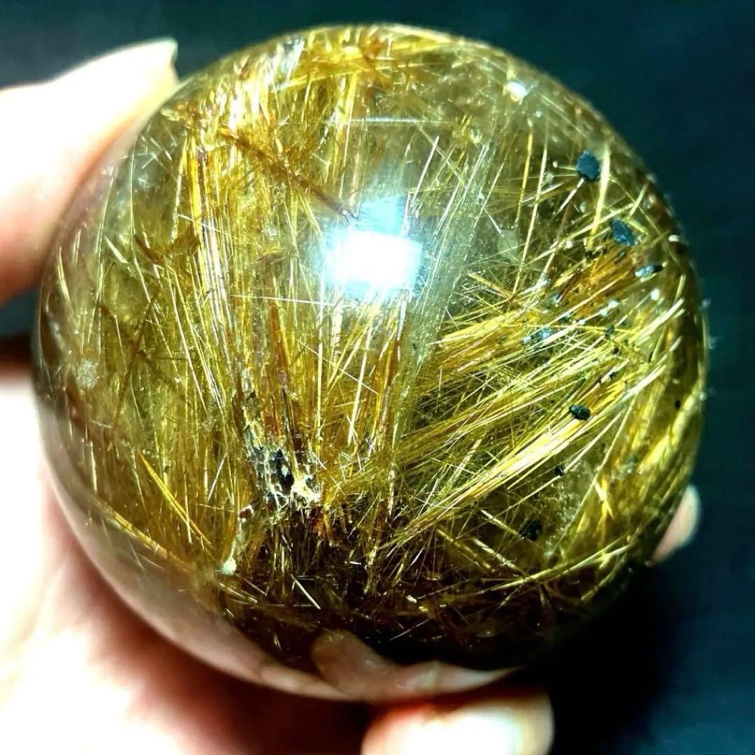 超絶綺麗✨62mm ゴールドルチルクォーツ　丸玉　スフィア　金針水晶