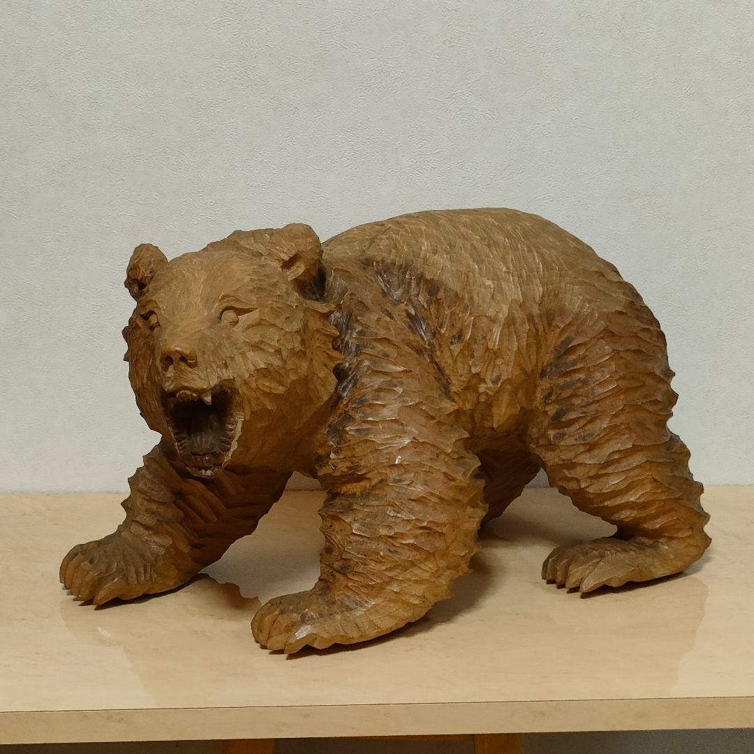 【お値引中】吠え熊 木彫熊 アイヌ民族彫刻家 川村エベレ作