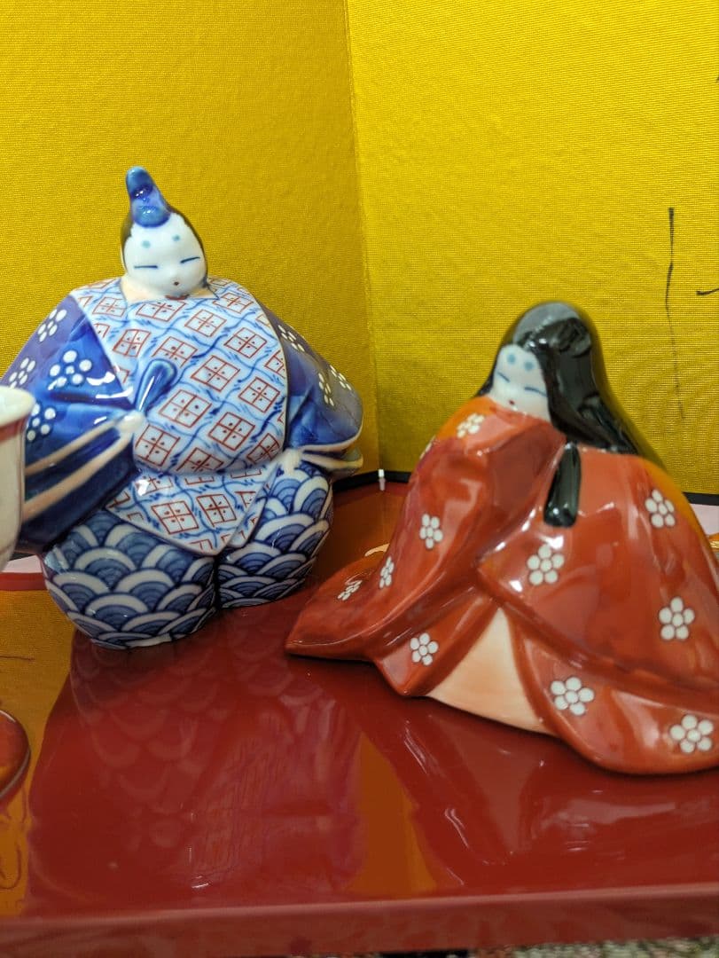 鍋島畑萬窯元陶器雛人形源氏雛　男雛　女雛