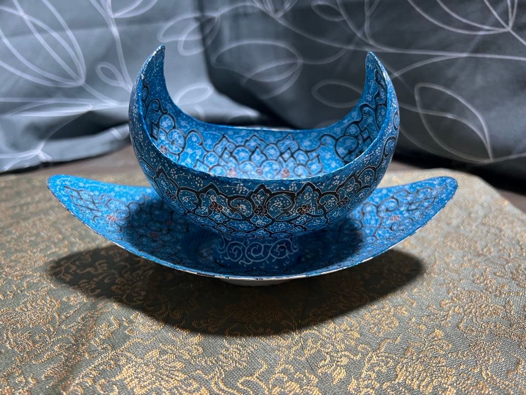 ミナカリ キャンディディッシュ＆プレート 金属製 ペルシャ 細密画 菓子器