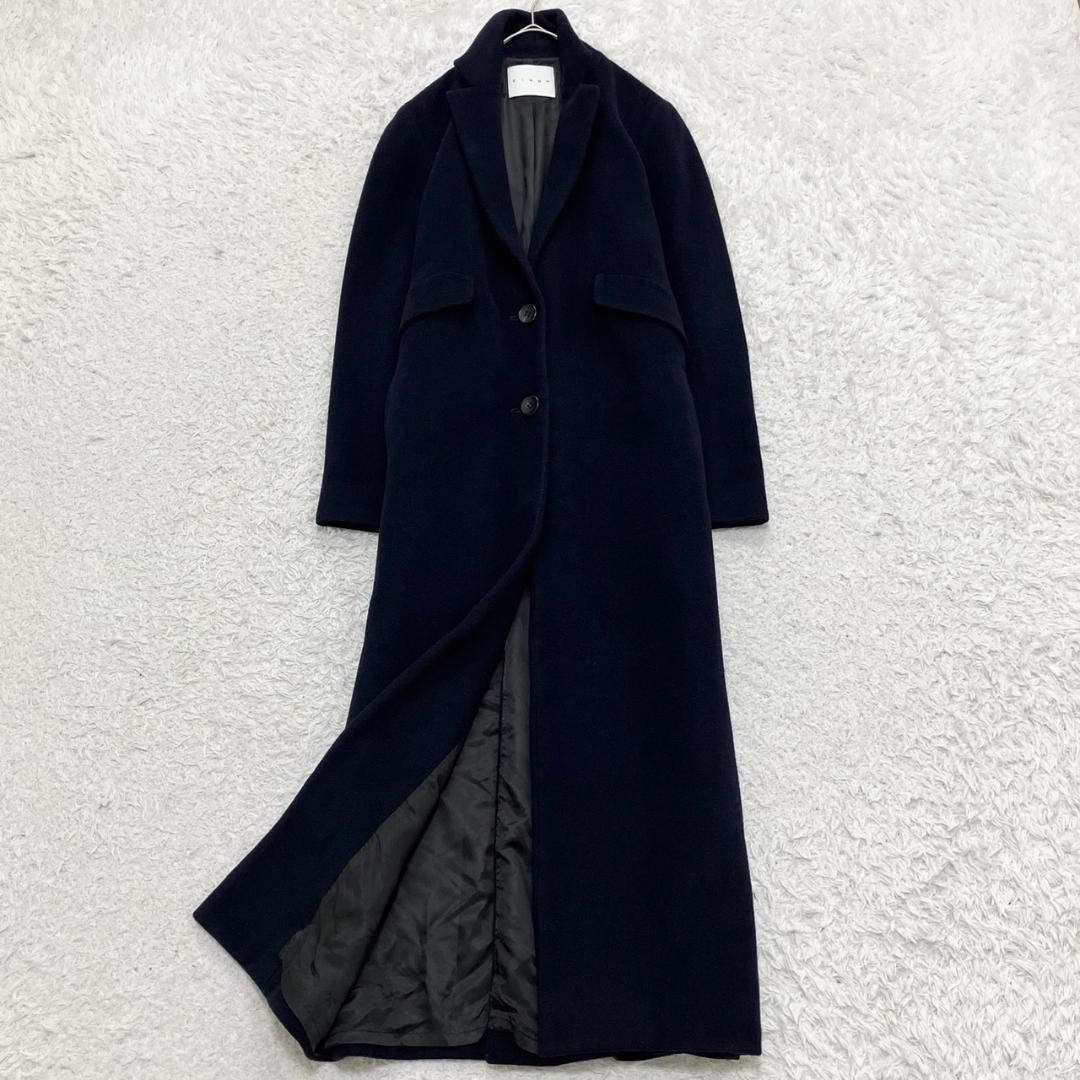 美品✨チノ CINOH チェスターコート マキシ丈 ウール ネイビー 紺 38