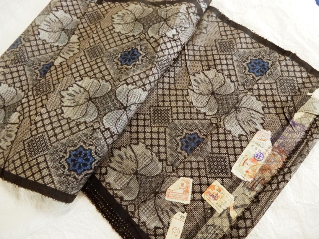 正絹・本場奄美大島紬着尺反物・手織り・泥染・藍染