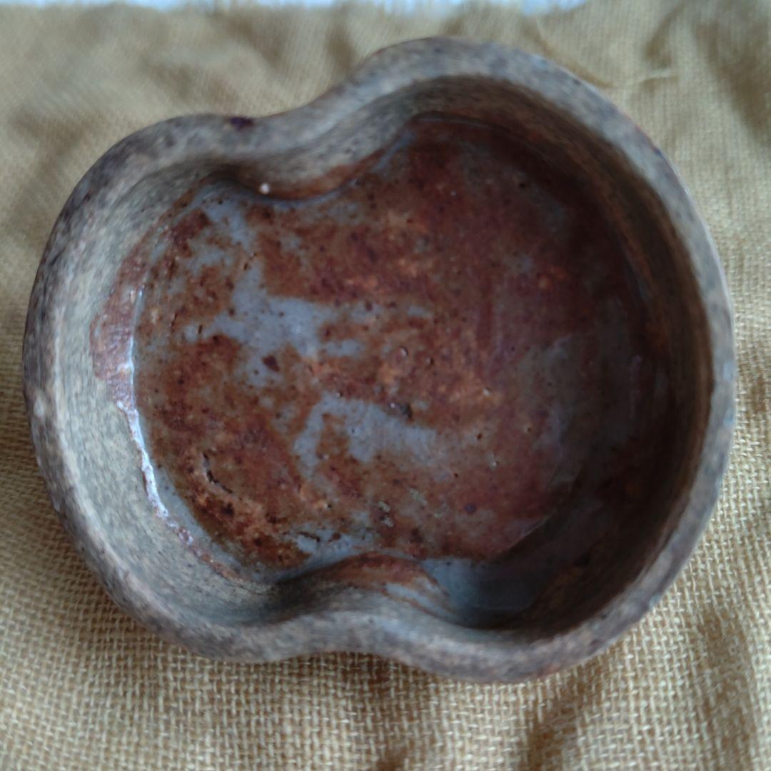 香合　織部　ハジキ香合　緑・茶色　共箱　時代　幕末