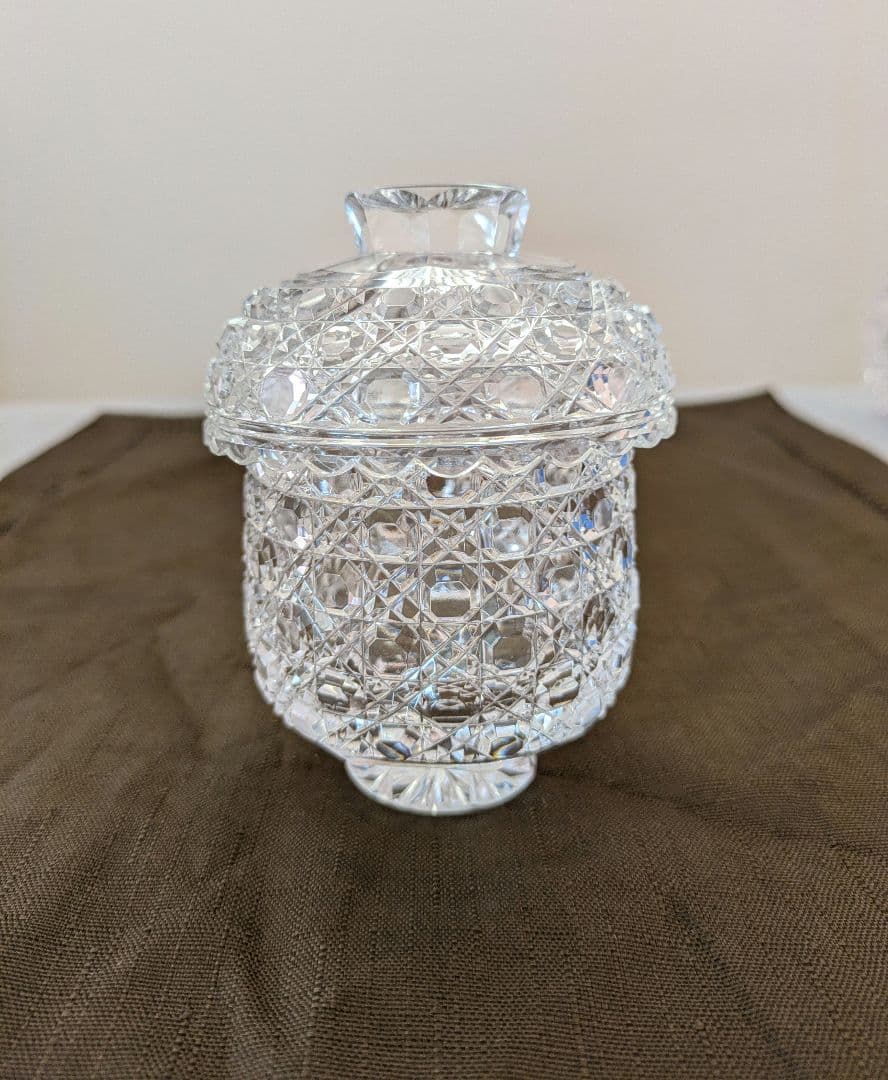 江戸切子　八角籠目　最高級　蓋付きグラス