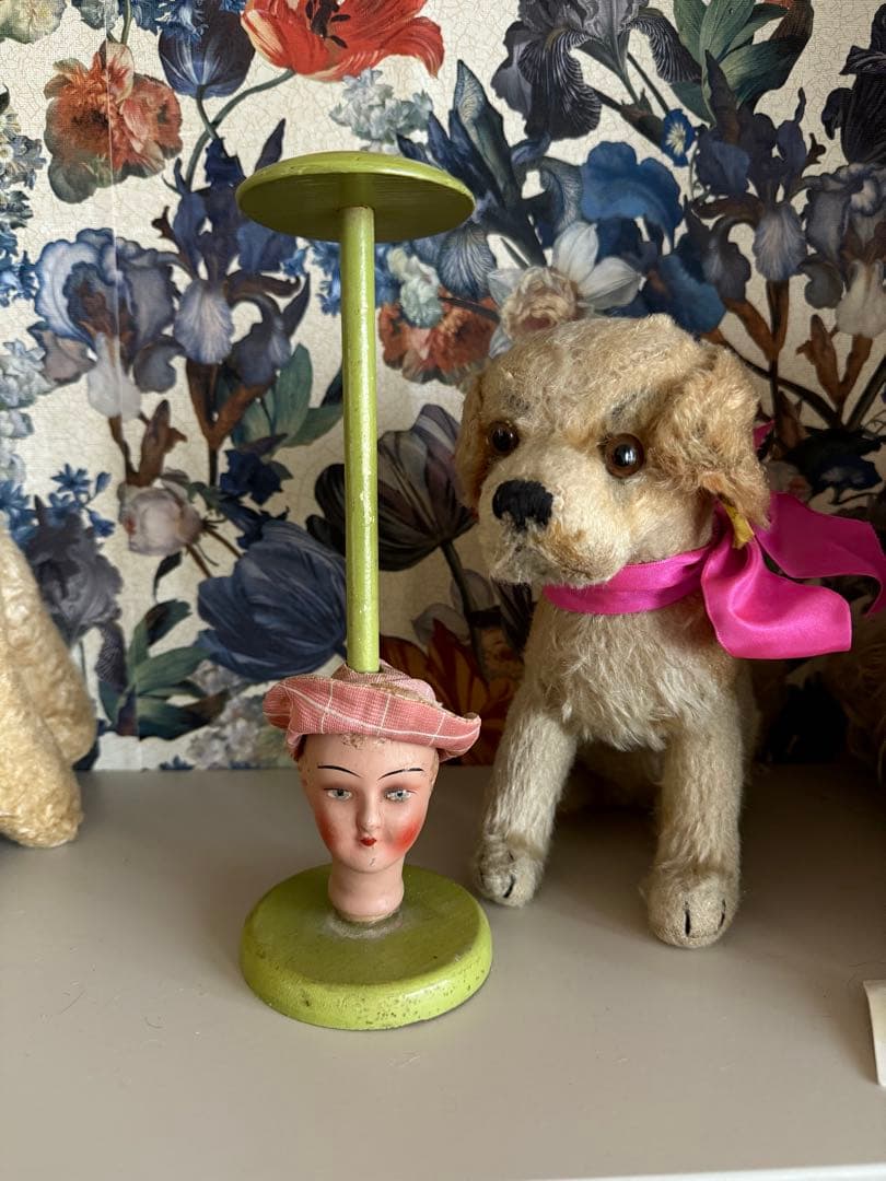 ドールヘッド付きハットスタンド　アンティーク