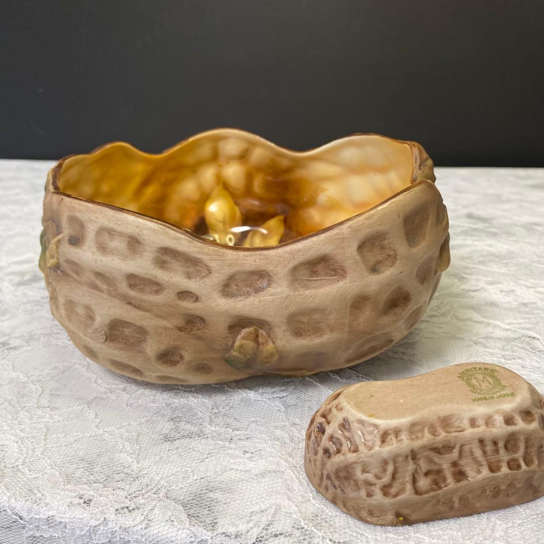 オールドノリタケ　ハンドペイント　ナッツディッシュ　ピーナッツ　フィギュリン