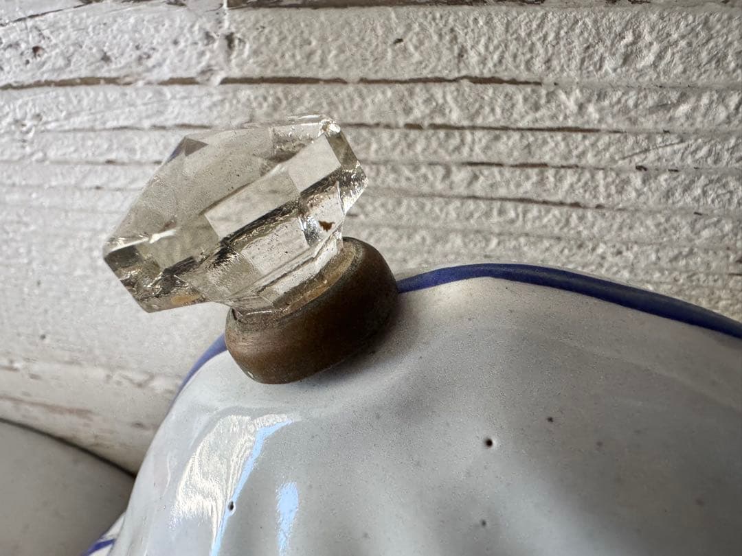 フランスアンティーク ホーロー製 ファウンテン 壁掛け手洗い器 パンジー