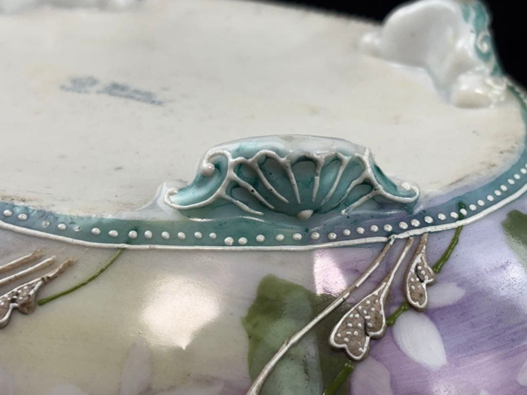 明治時期 オールドノリタケ 盛り上げ花紋 香炉 R7112335