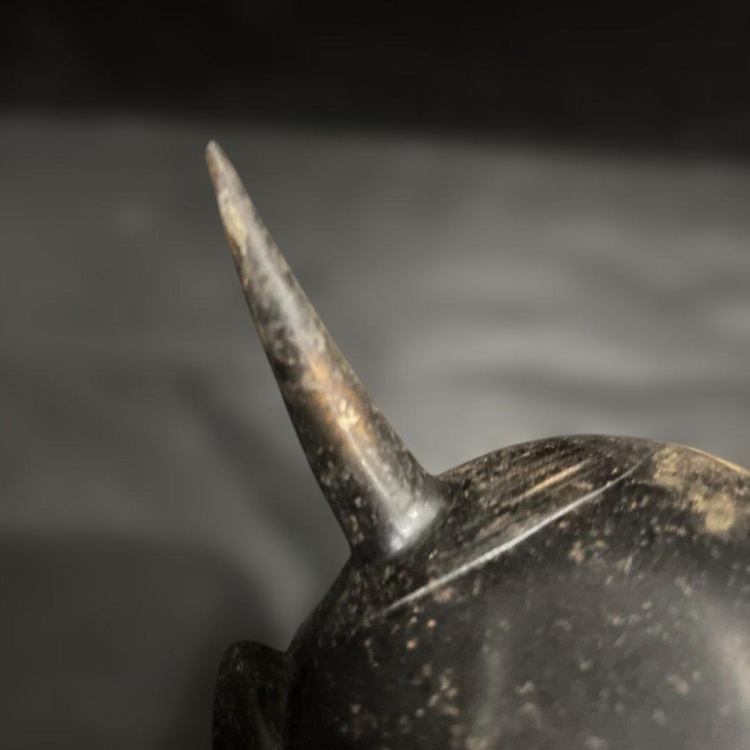 希少】金属製 鬼面 能面 般若系 鋳物 仮面 日本伝統美術 古道具