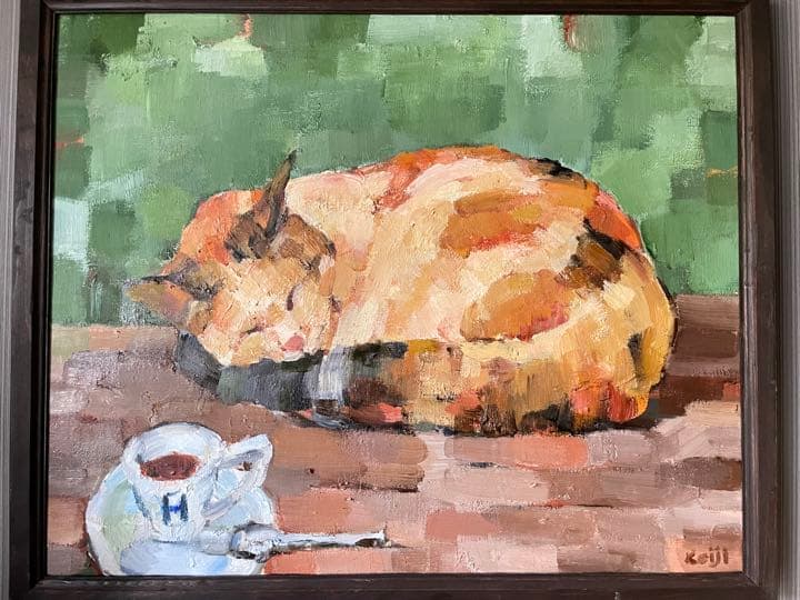 【半額SALE】149,060→ 74,530猫油絵『猫珈琲店』