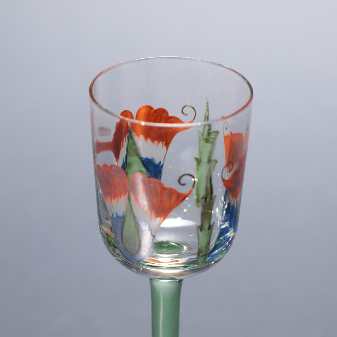 【美品】アンティークグラス　リキュール　花　オブジェ　花びら　R1343ダI