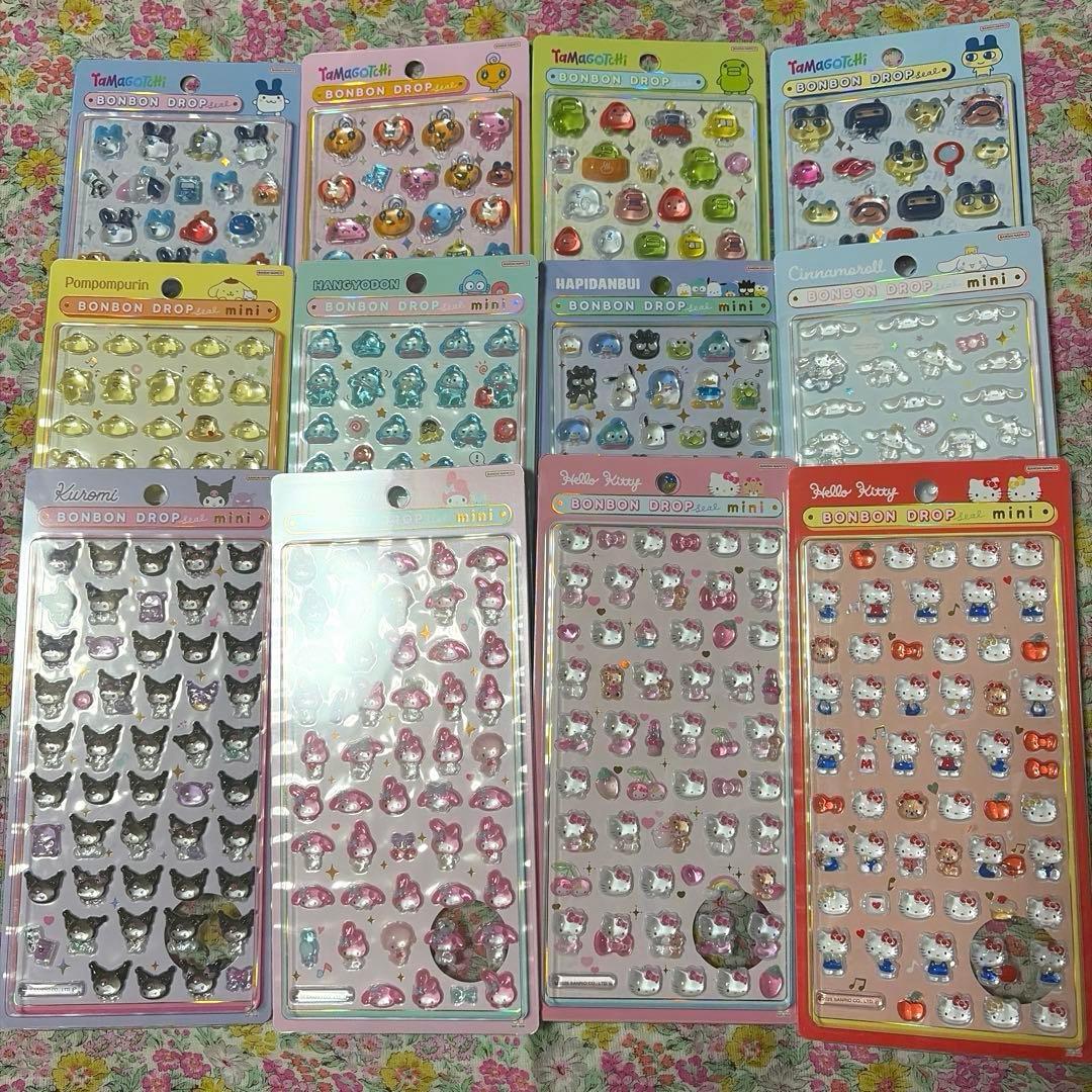 m*み様 [正規品]ボンボンドロップシール　たまごっち　サンリオ　ミニ全種　12