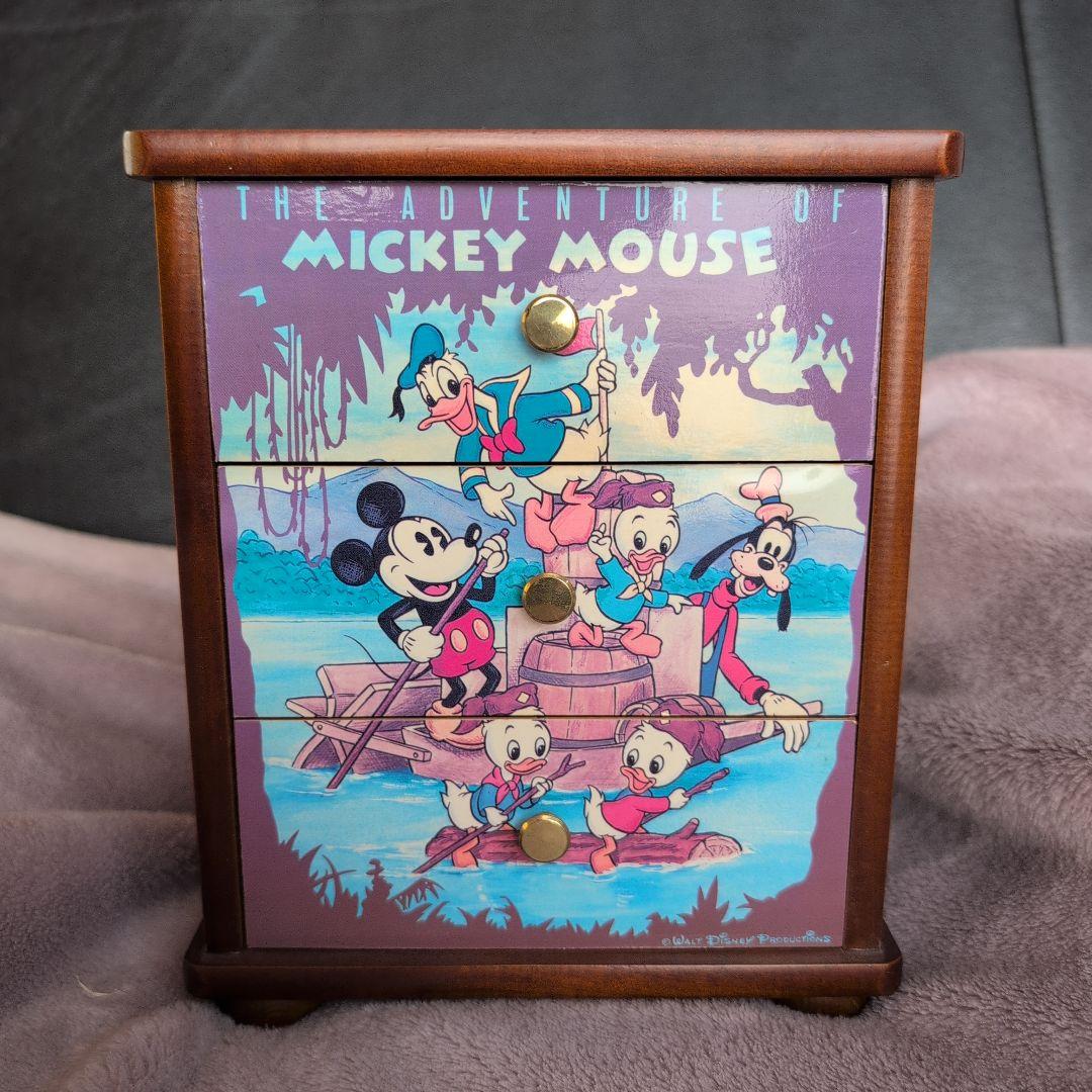 ミッキーマウスの冒険 オルゴール 木製 3引き出し