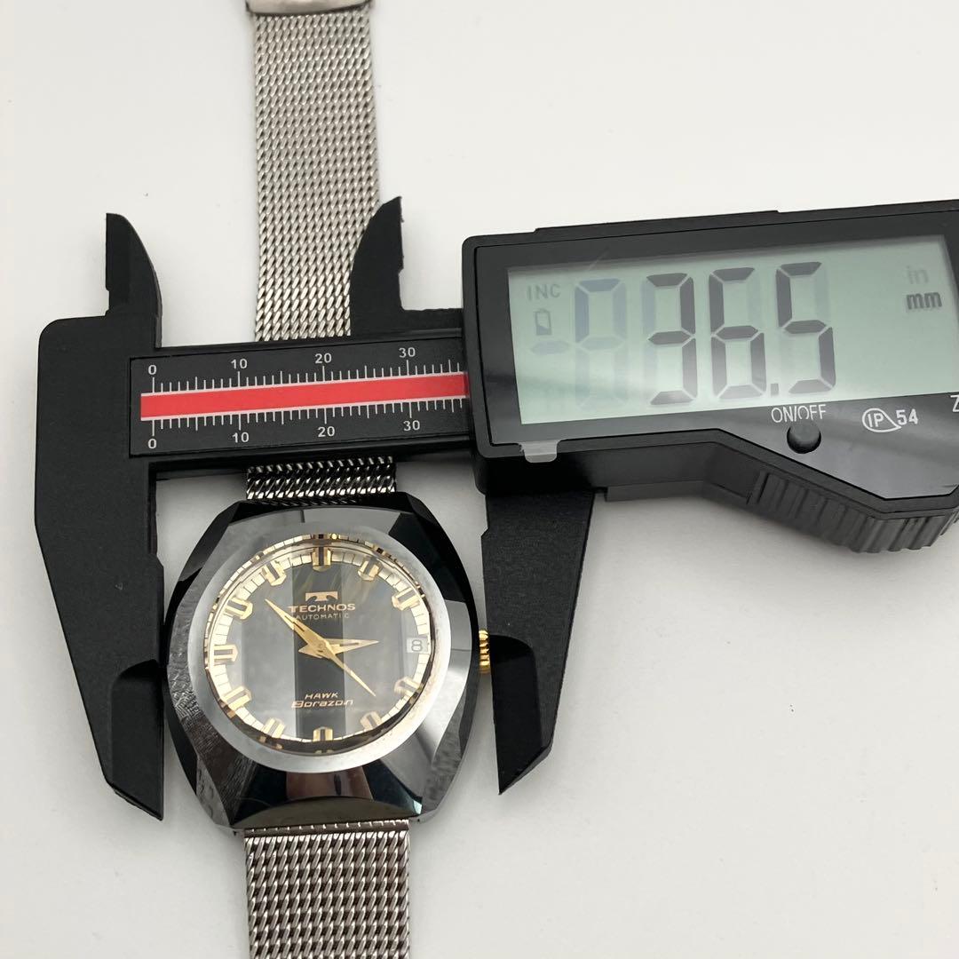 美品稼働品　テクノス タイガーボラゾン カットガラス 自動巻き　腕時計　メンズ