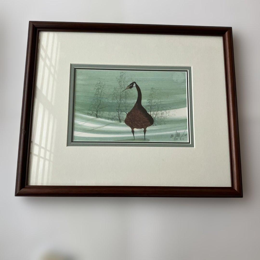 未使用　水彩画 鶴 サイン入り