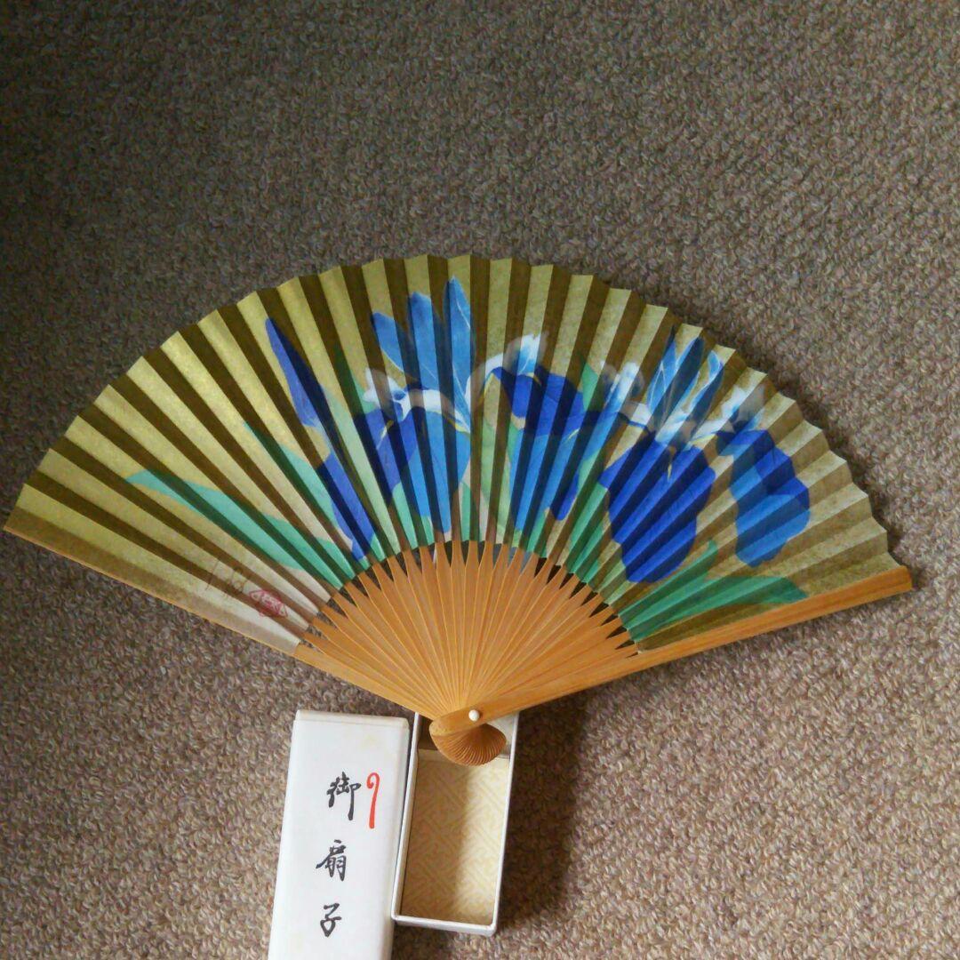 扇子  中島千波筆「菖蒲」