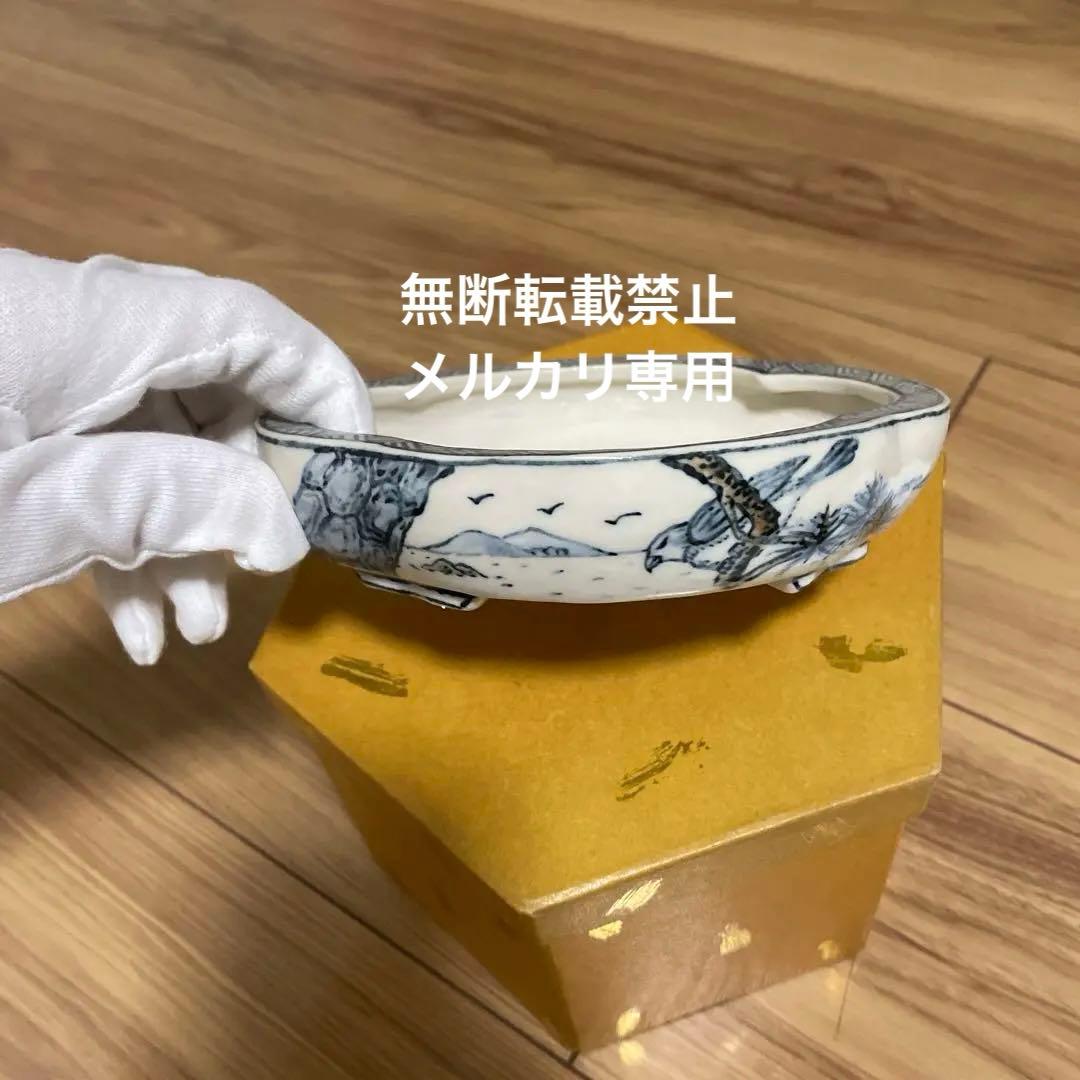 ミニ盆栽鉢　桑津香石　絵鉢　山野草　小品盆栽