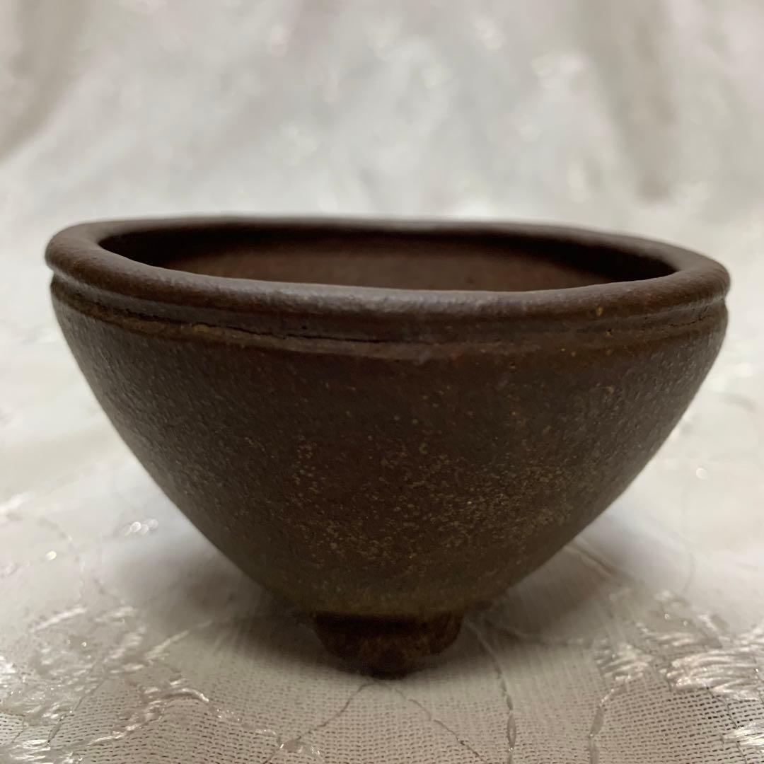 落款有り　盆栽鉢　丸