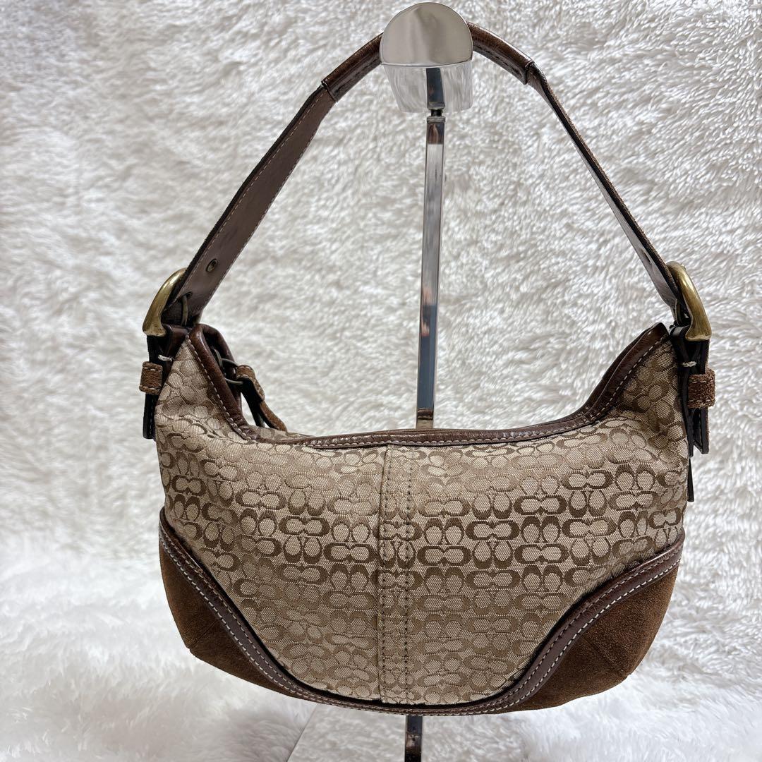 Coach ホーボー シグネチャー柄 ワン ショルダーバッグ ブラウン