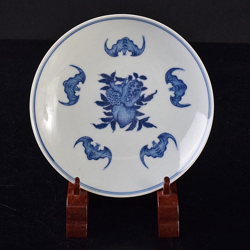 中国　青花　蝙蝠果実文盤　C　8758E