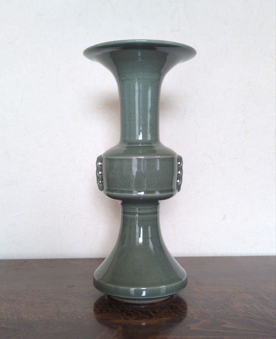 【値下げ!!】美品　青磁中蕪花入　墨田金太漢　茶道具　　韓国　尊式