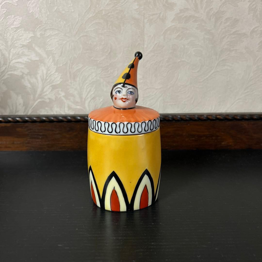 オールドノリタケ　パウダーボックス 蓋物・ケース　ピエロ