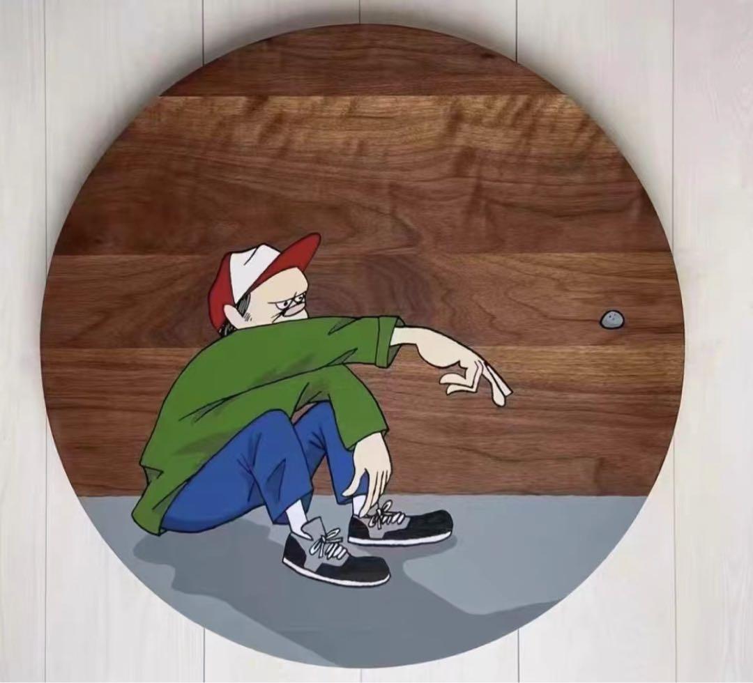 花井佑介（Yusuke Hanai） 木版画作品《THROW STONE》