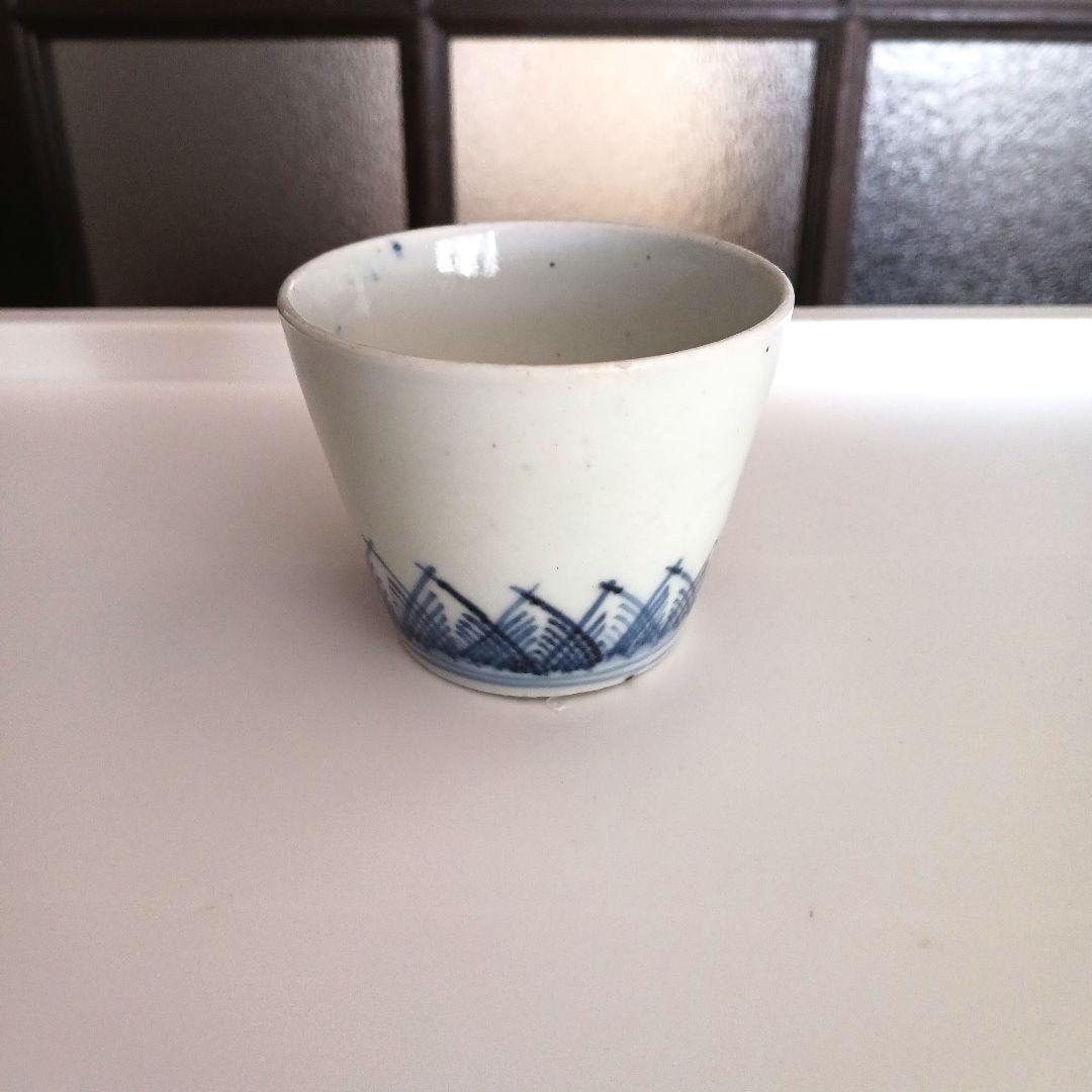 古伊万里　交叉草文図猪口　　江戸