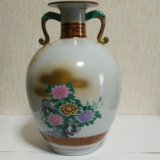 九谷焼 花瓶  高光崖