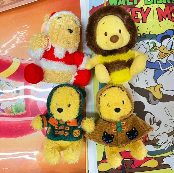 プーさん　ぬいぐるみバッジ　ぬいば　4点セット